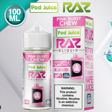 E-líquido Pod Juice x RAZ de Pink Burst Chew, 100 ml